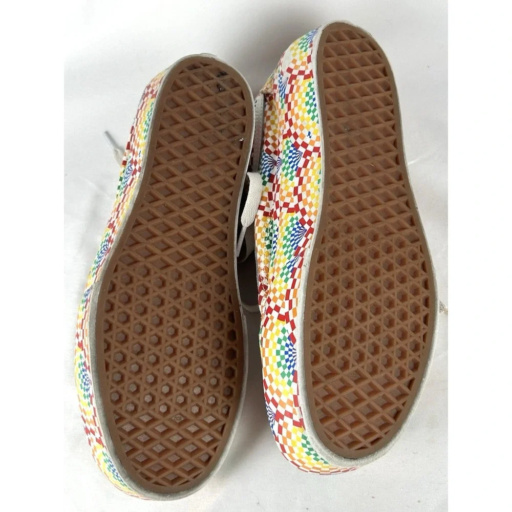 Vans Old Skool Platform Rainbow Checked Shoes Mens 7 Womens 8.5 Lace Up Pride